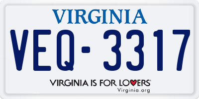 VA license plate VEQ3317