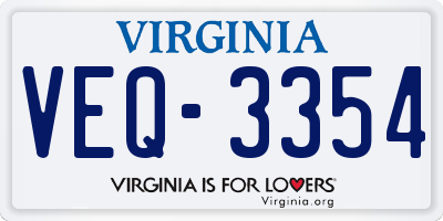 VA license plate VEQ3354