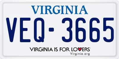 VA license plate VEQ3665