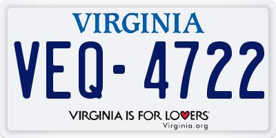 VA license plate VEQ4722