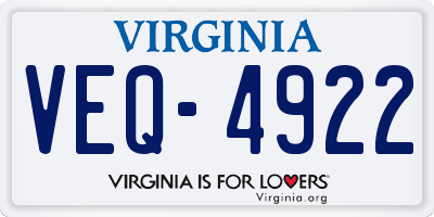 VA license plate VEQ4922