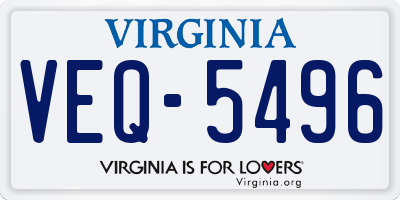 VA license plate VEQ5496