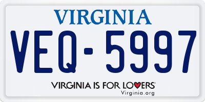 VA license plate VEQ5997