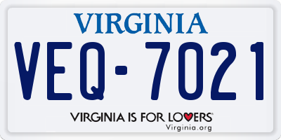 VA license plate VEQ7021