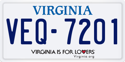 VA license plate VEQ7201