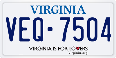VA license plate VEQ7504
