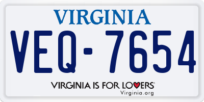 VA license plate VEQ7654