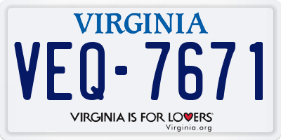 VA license plate VEQ7671