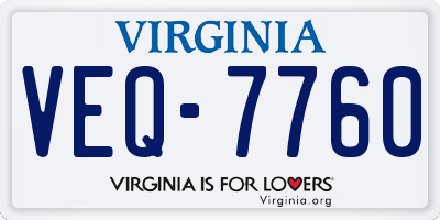 VA license plate VEQ7760