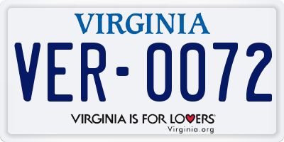 VA license plate VER0072