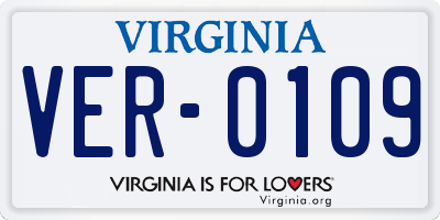 VA license plate VER0109