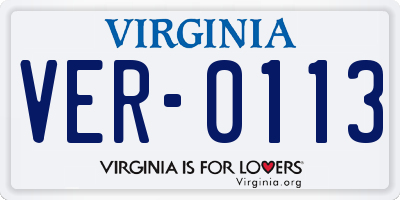 VA license plate VER0113
