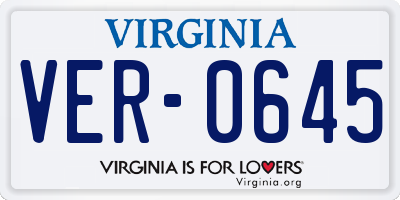 VA license plate VER0645