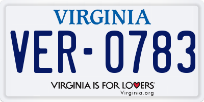 VA license plate VER0783