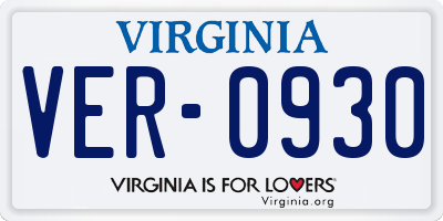VA license plate VER0930