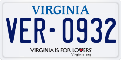 VA license plate VER0932