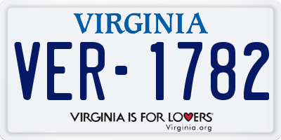 VA license plate VER1782