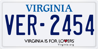 VA license plate VER2454