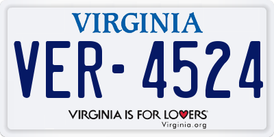VA license plate VER4524