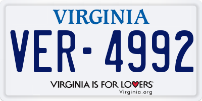 VA license plate VER4992