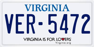 VA license plate VER5472