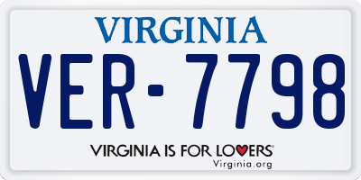 VA license plate VER7798