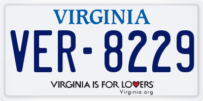VA license plate VER8229