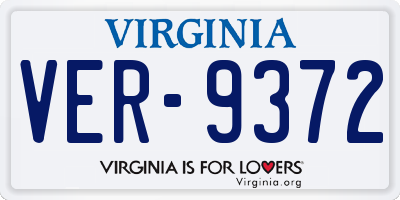 VA license plate VER9372