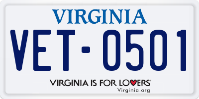 VA license plate VET0501