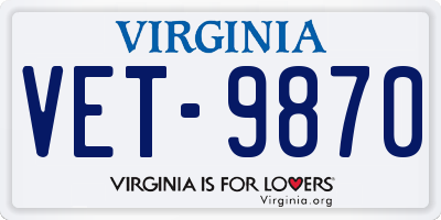 VA license plate VET9870