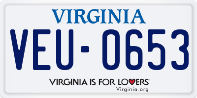 VA license plate VEU0653