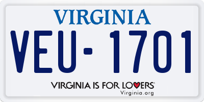 VA license plate VEU1701
