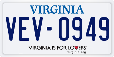 VA license plate VEV0949