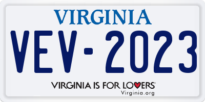 VA license plate VEV2023