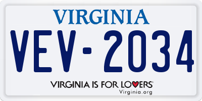 VA license plate VEV2034