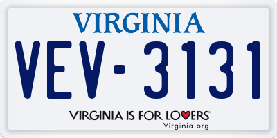 VA license plate VEV3131