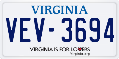 VA license plate VEV3694