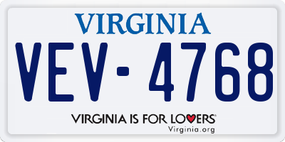 VA license plate VEV4768