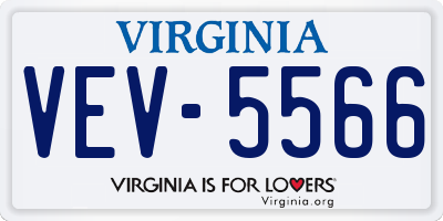 VA license plate VEV5566