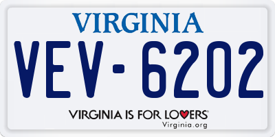 VA license plate VEV6202