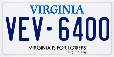 VA license plate VEV6400