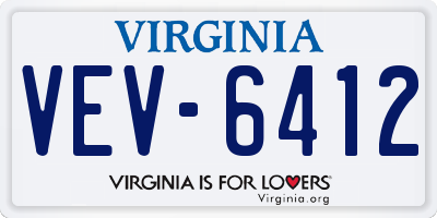 VA license plate VEV6412