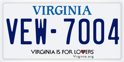 VA license plate VEW7004