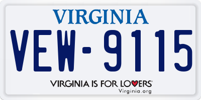 VA license plate VEW9115