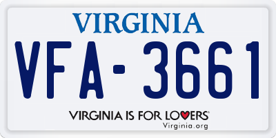 VA license plate VFA3661