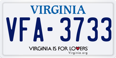VA license plate VFA3733
