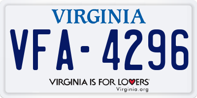 VA license plate VFA4296