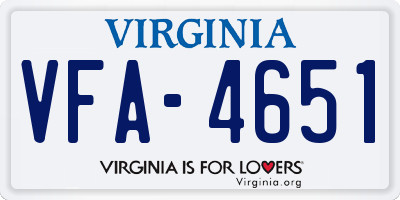 VA license plate VFA4651