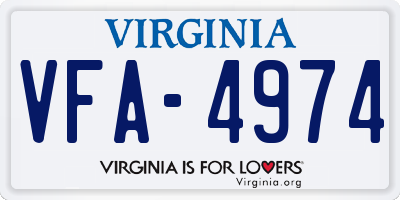 VA license plate VFA4974