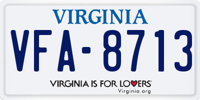 VA license plate VFA8713